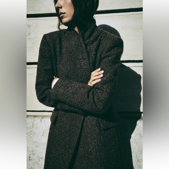 Zara Long boucle Double Breasted Blazer coat - Picture 9 of 12